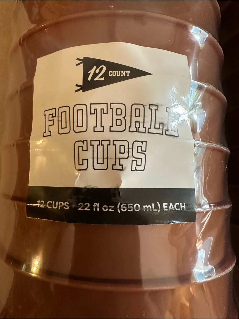 Party Cups - Brown Football Design - Unbranded